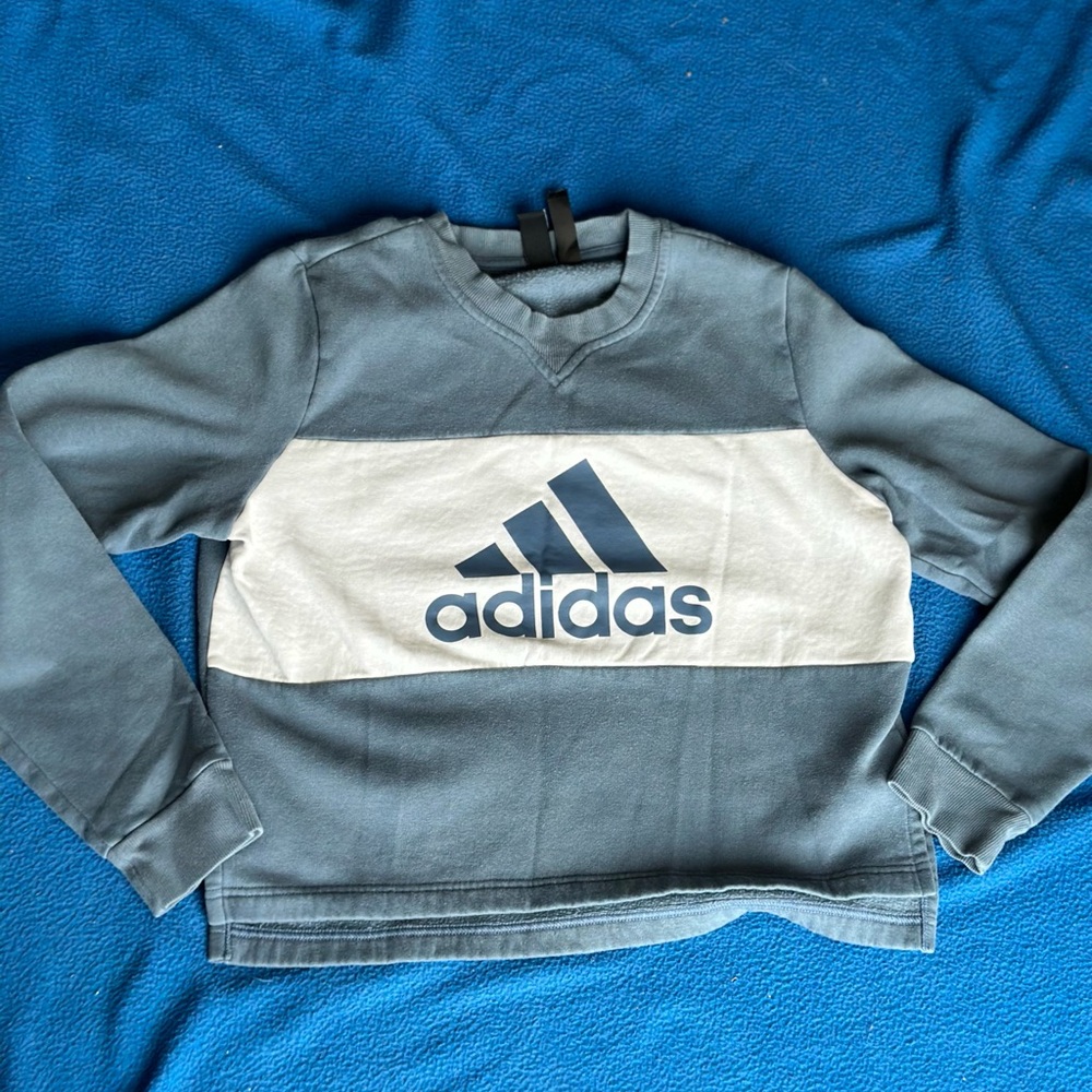 Adidas Blue and White Sweatshirt